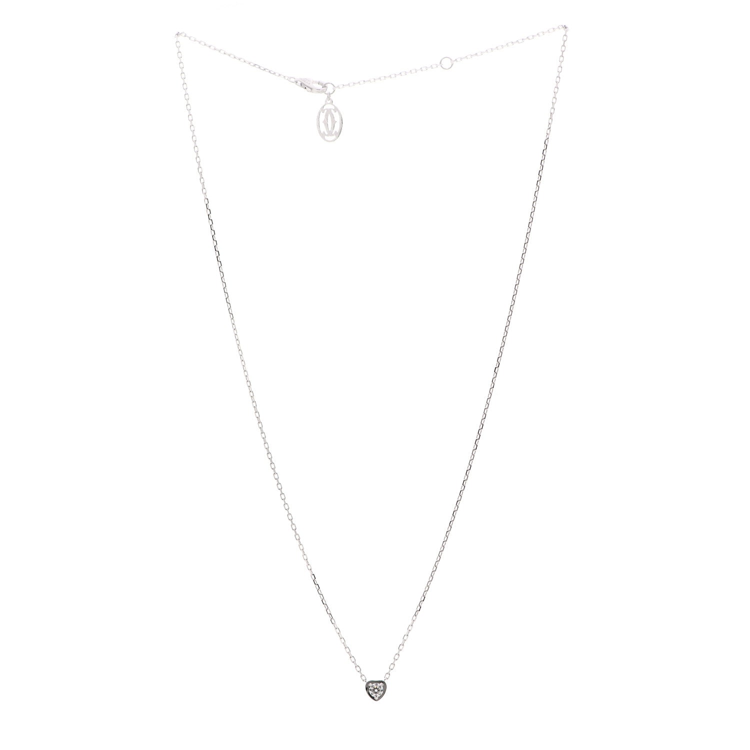 Cartier 18K White Gold Diamond D'Amour Heart Pendant Necklace 3 of 5