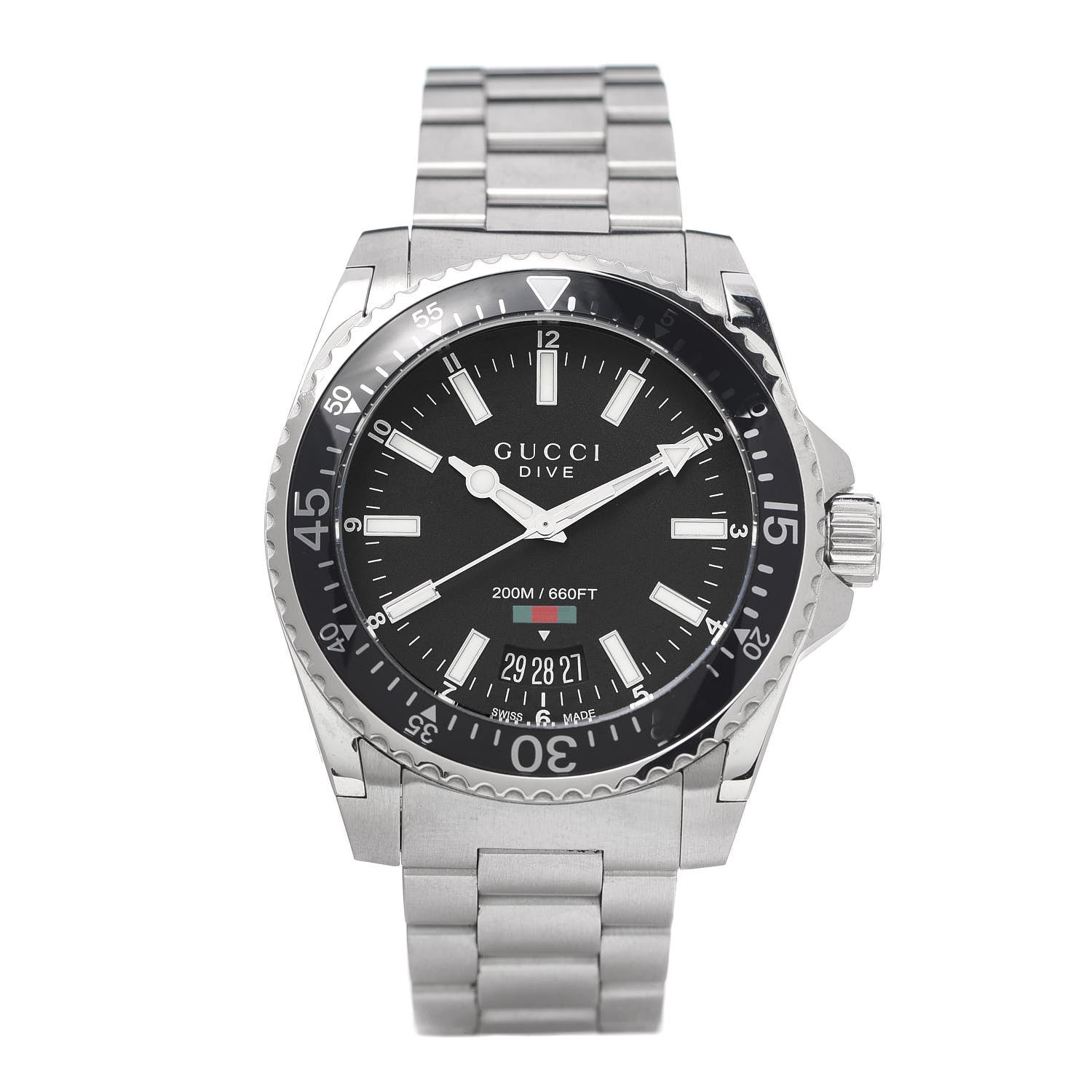 Gucci Stainless Steel 40mm Dive Quartz Watch Black 1 of 7