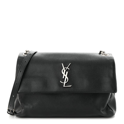 Saint Laurent Grain De Poudre Small West Hollywood Monogram Fold-Over Bag Black 1 of 12