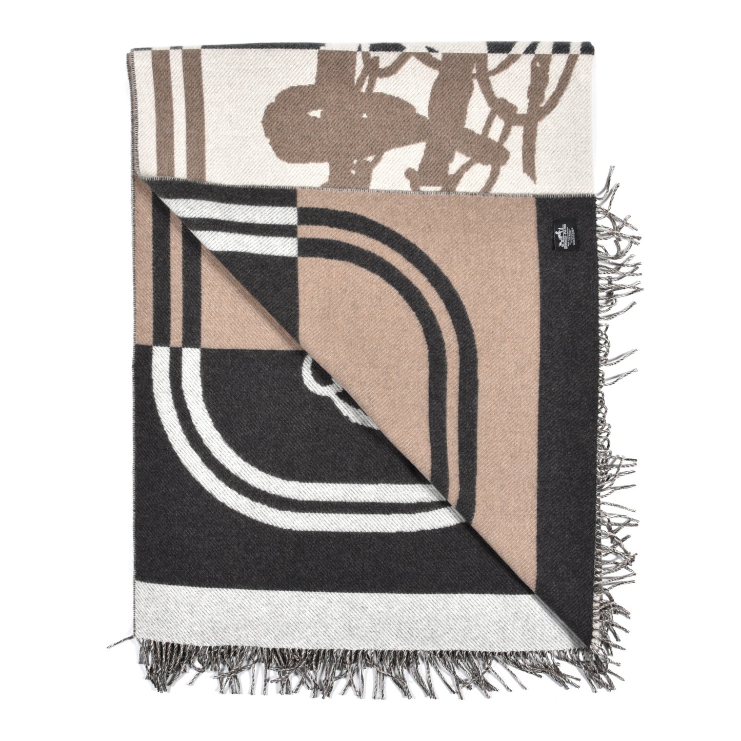 Cashmere Wool Brides De Gala Plaid Blanket Gris Perle