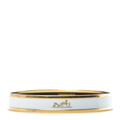 Hermes Enamel Printed Narrow Caleche Bracelet 70 White 1 of 6