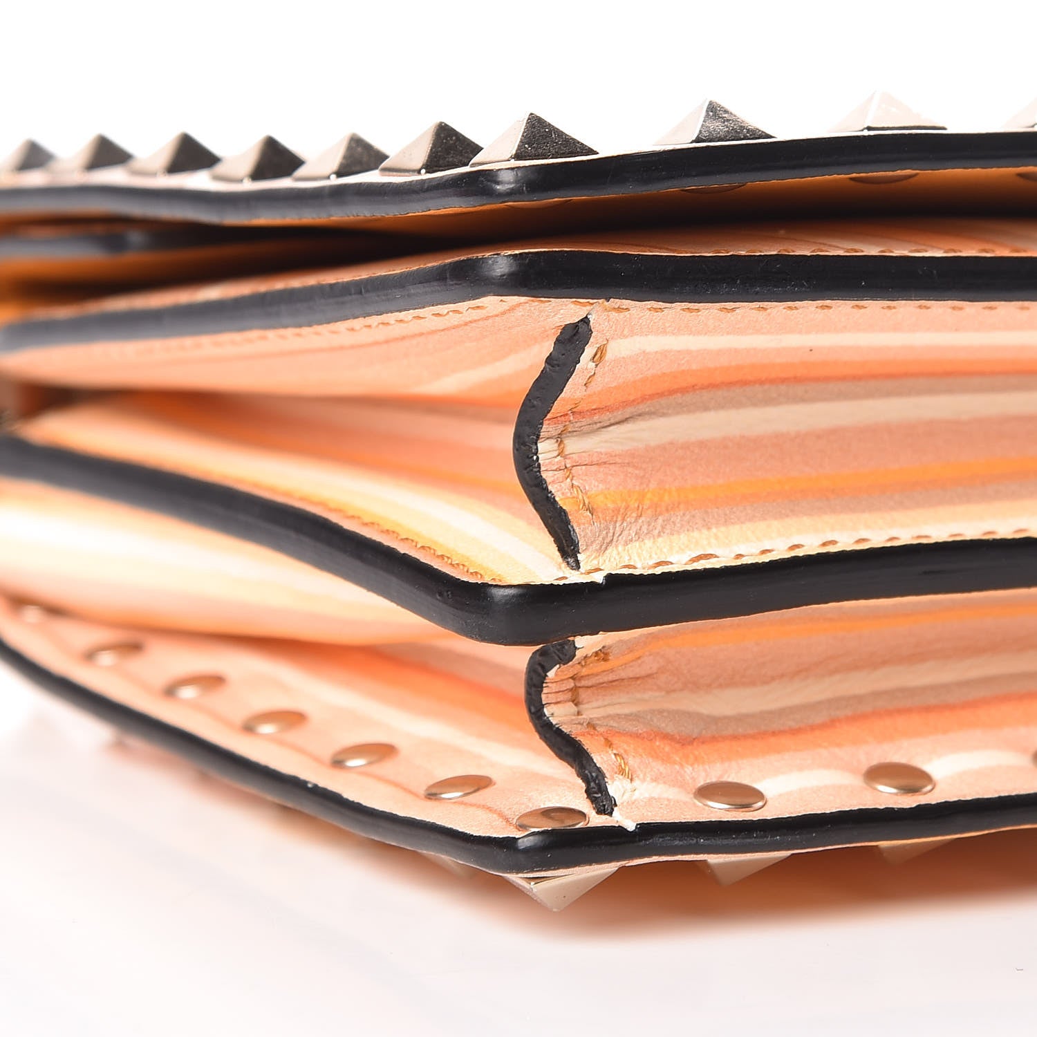 Valentino Garavani Vitello Native Couture 1975 Rockstud Wallet on Chain Mandarin Sorbet 10 of 11
