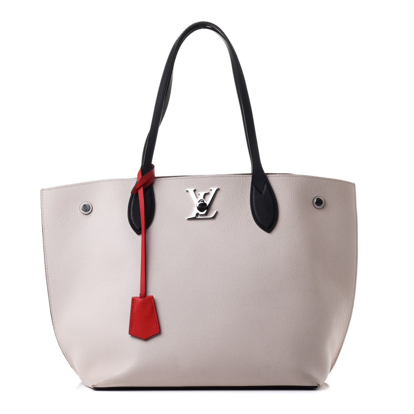Calfskin Lockme Go Tote Kabuki Red Quartz Black