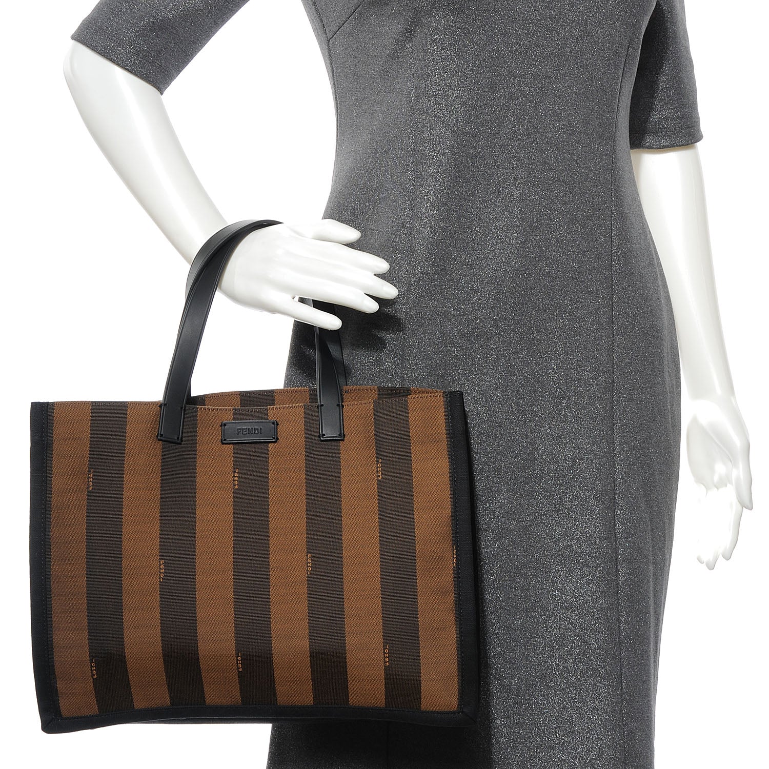 Fendi Pequin Shopping Tote Tobacco 2 of 8