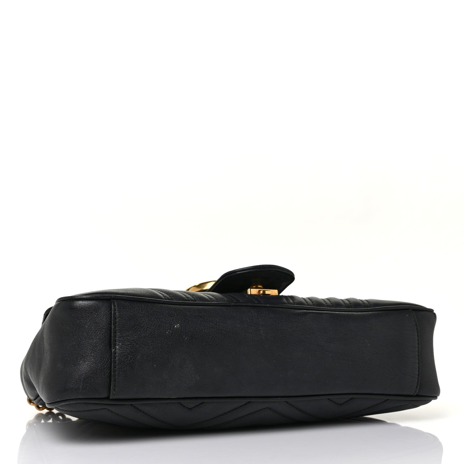 Gucci Calfskin Matelasse Medium GG Marmont Shoulder Bag Black 4 of 11