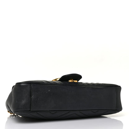 Gucci Calfskin Matelasse Medium GG Marmont Shoulder Bag Black 4 of 11