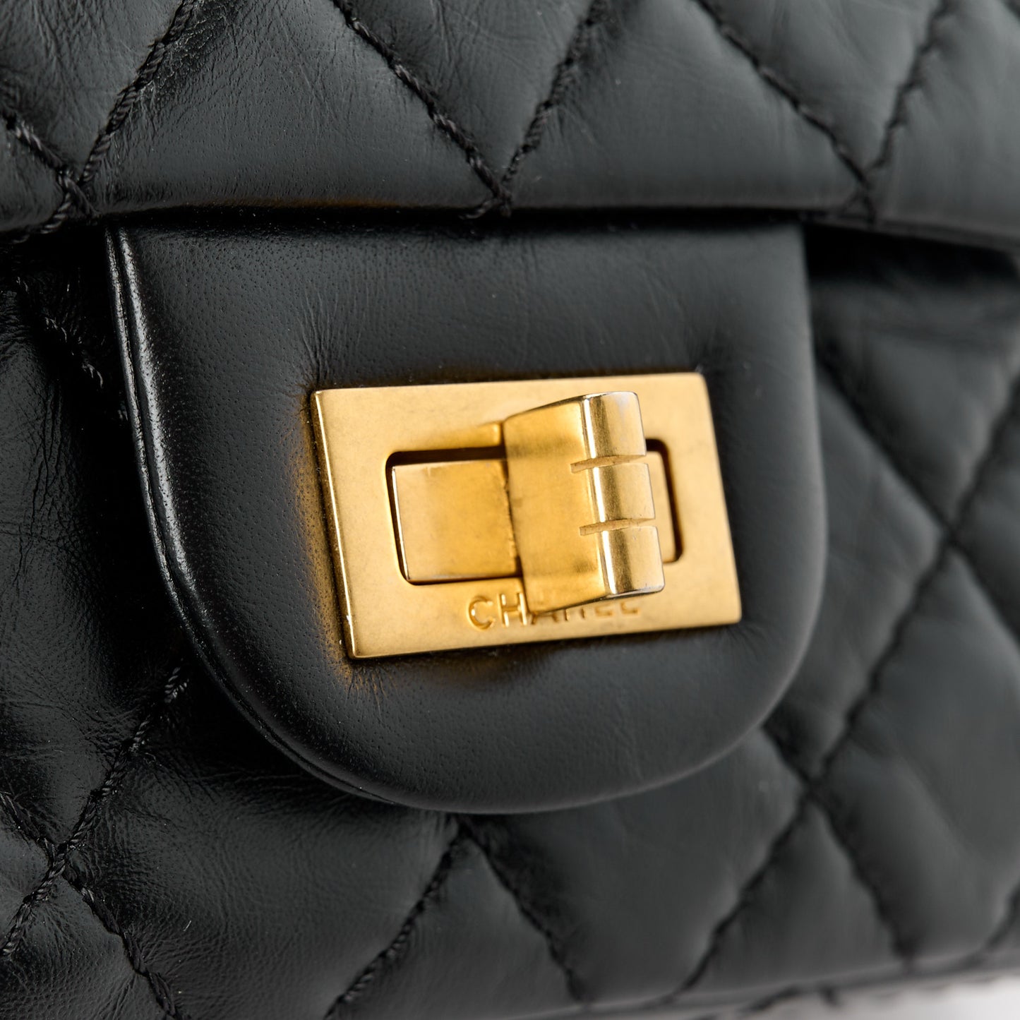 Aged Calfskin Quilted 2.55 Reissue Mini Flap Black