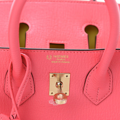 Hermes Chevre Mysore Horseshoe Birkin 25 Rose Azalee Lime 6 of 11