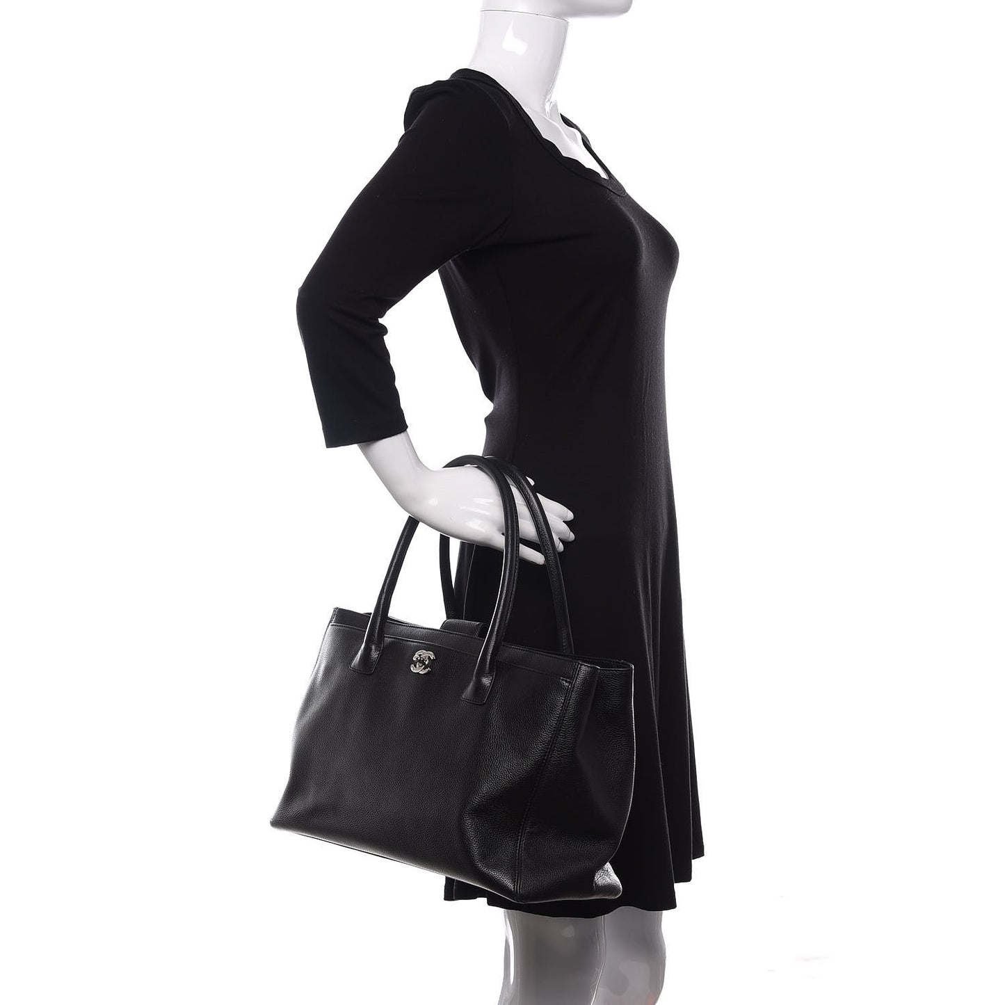 Calfskin Cerf Executive Shopper Tote Black