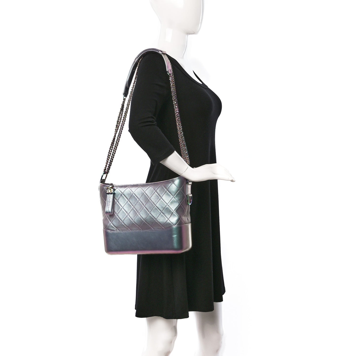 Iridescent Lambskin Calfskin Quilted Medium Gabrielle Hobo Light Purple