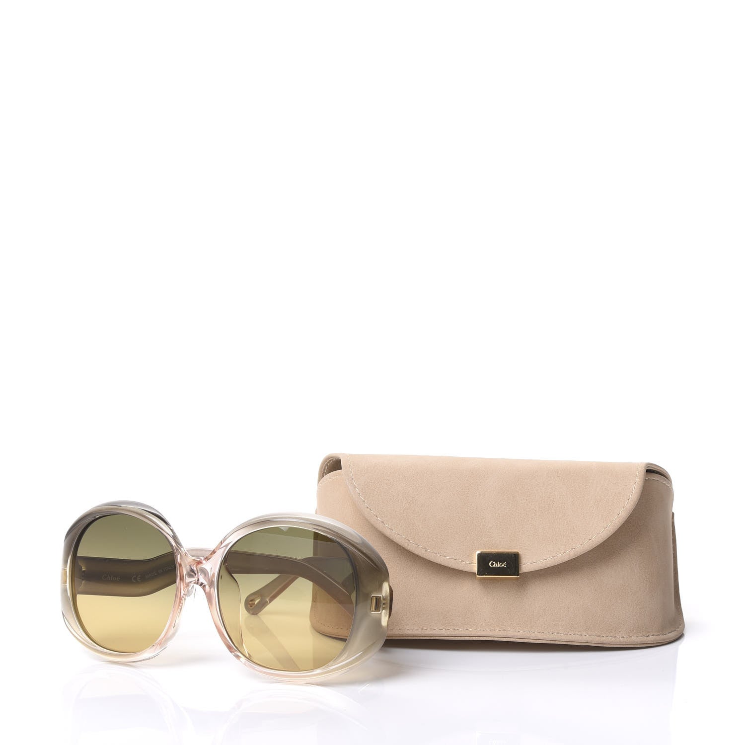 Chloe Oval Semi Transparent Qleo Sunglasses CE736SA Khaki 7 of 7