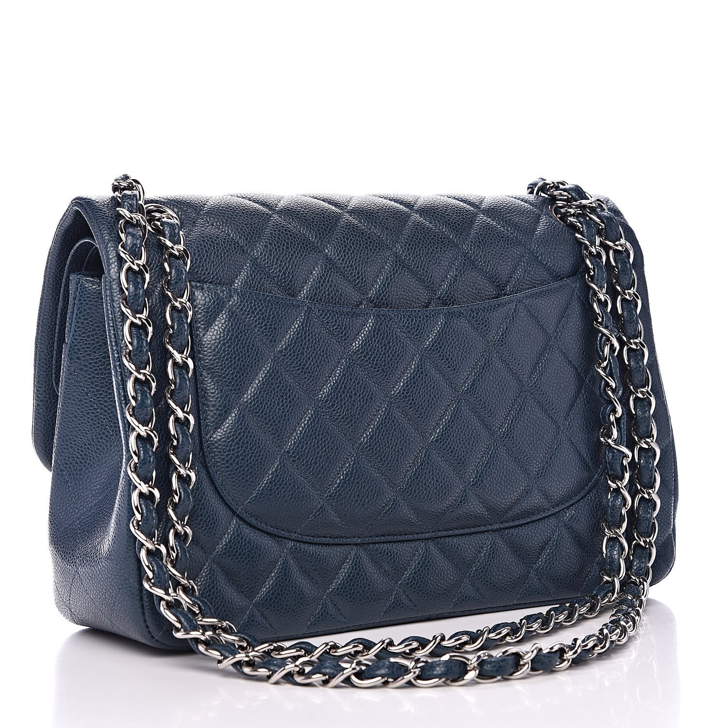 Chanel Caviar Quilted Jumbo Double Flap Dark Blue 3 of 16