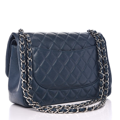 Chanel Caviar Quilted Jumbo Double Flap Dark Blue 3 of 16
