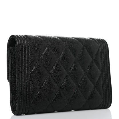 Chanel Caviar Quilted Medium Boy Flap Wallet Black 3 of 7