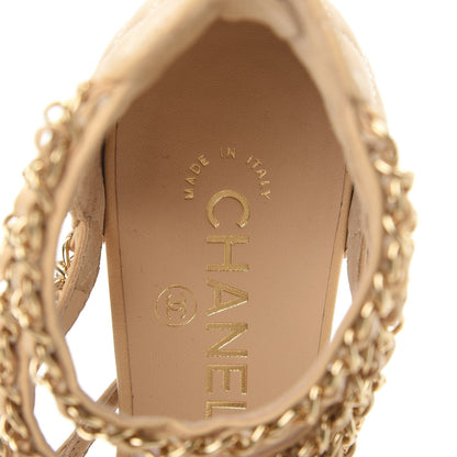 Chanel Lambskin CC Chain Sandals 37.5 Beige 7 of 8