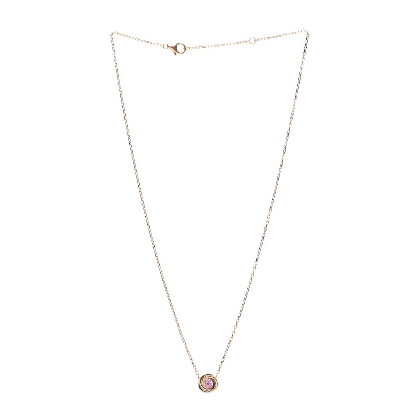 18K Pink White Yellow Gold Pink Sapphire Trinity De Cartier Pendant Necklace