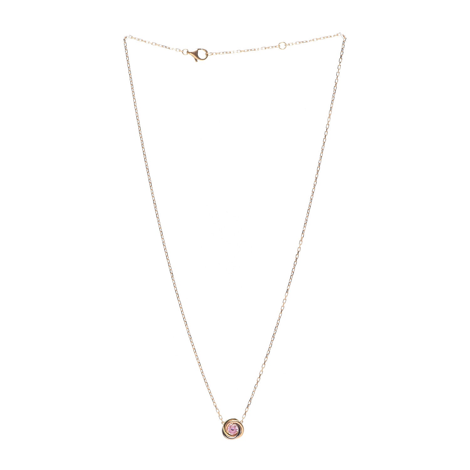 Cartier 18K Pink White Yellow Gold Pink Sapphire Trinity De Cartier Pendant Necklace 3 of 6