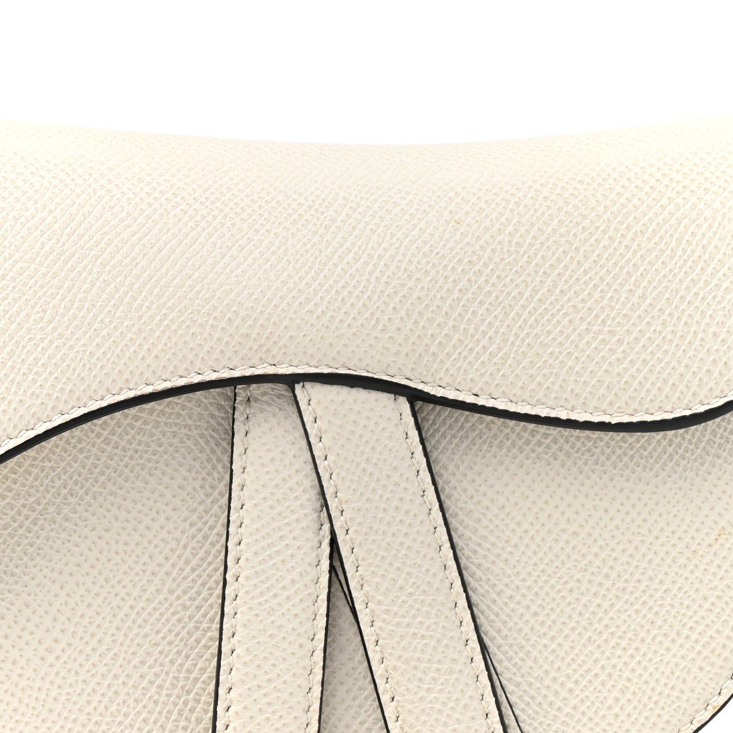 Grained Calfskin Mini Saddle Bag White