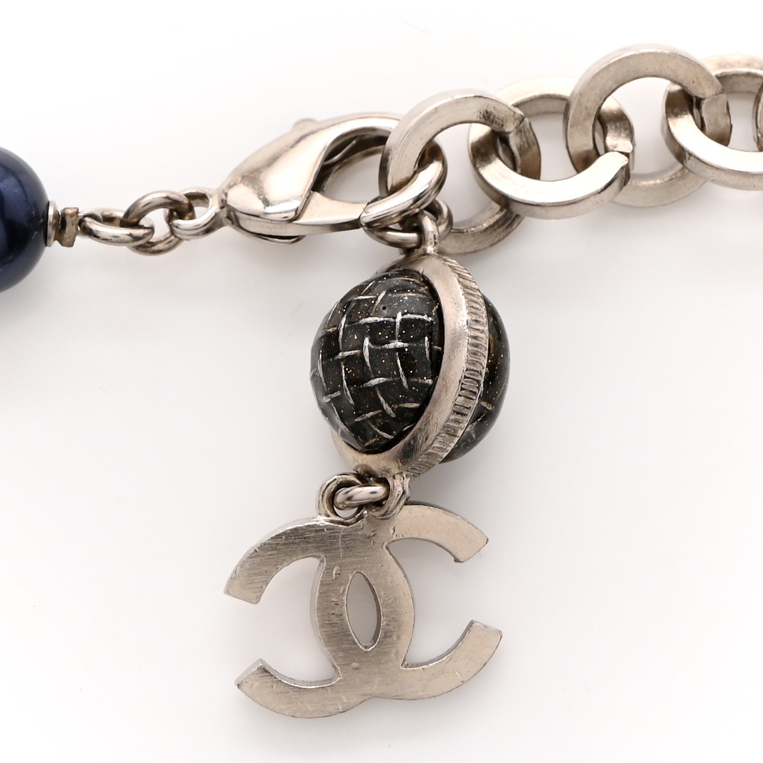 Chanel Pearl Glass Resin Tweed Beaded CC Belt Silver Multicolor 5 of 5