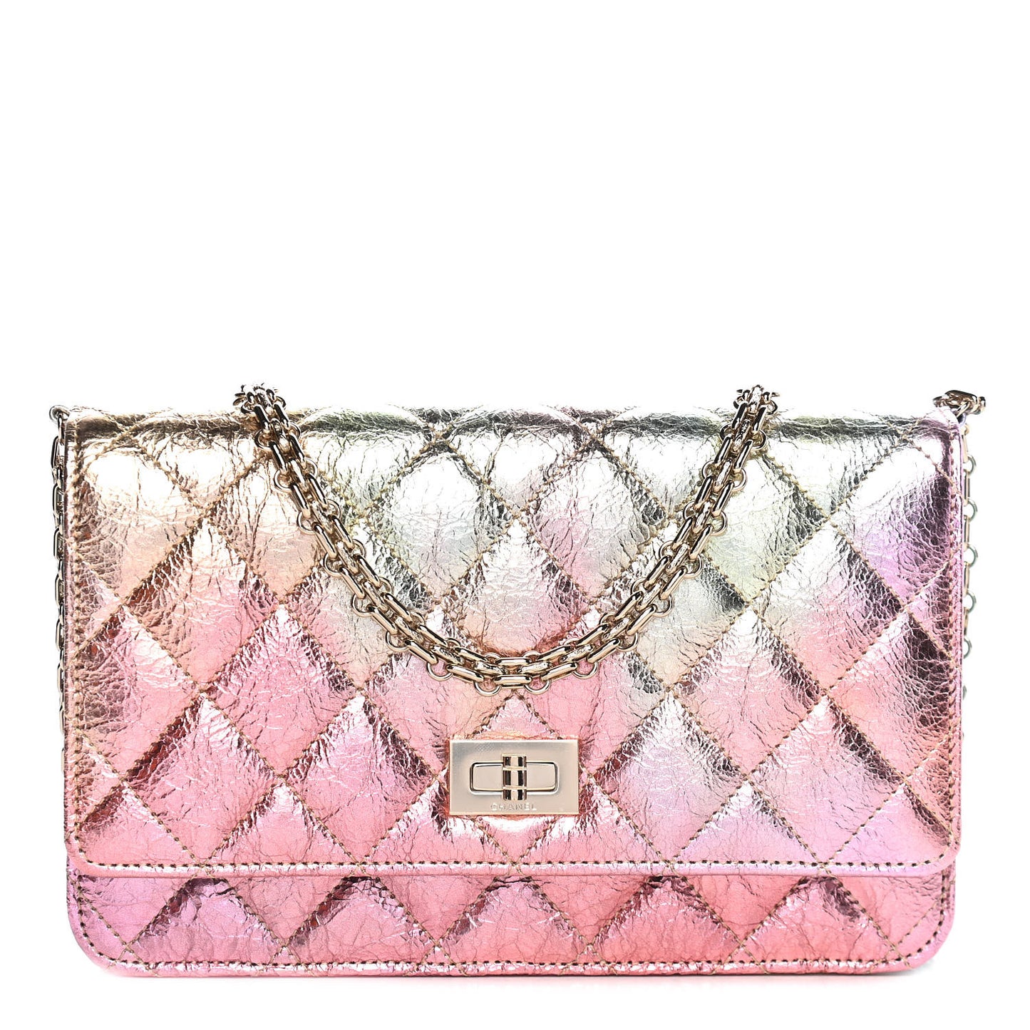 Metallic Goatskin Quilted 2.55 Reissue Wallet on Chain WOC Multicolor
