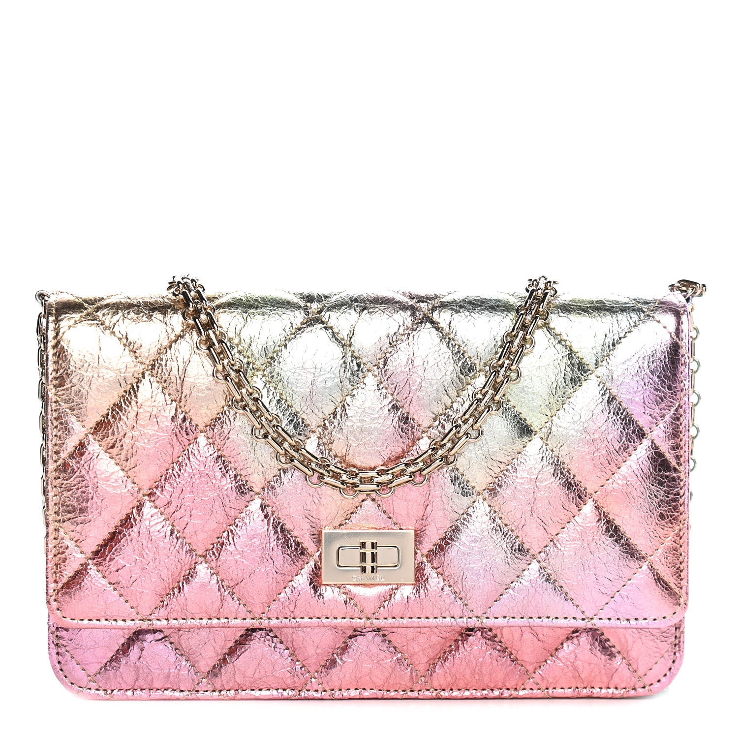 Chanel Metallic Goatskin Quilted 2.55 Reissue Wallet on Chain WOC Multicolor 1 of 9