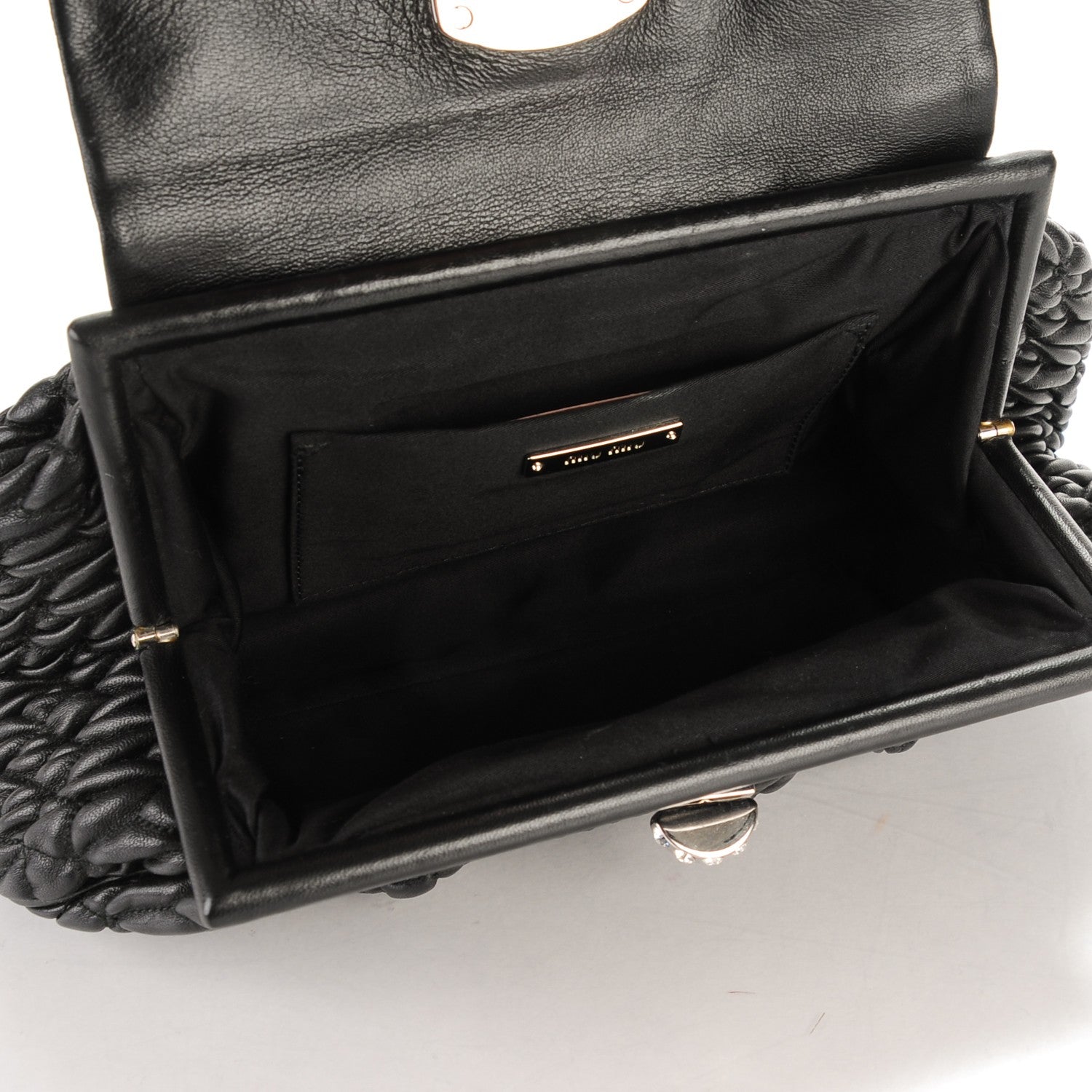 Miu Miu Nappa Matelasse Crystal Flap Clutch Black 5 of 7