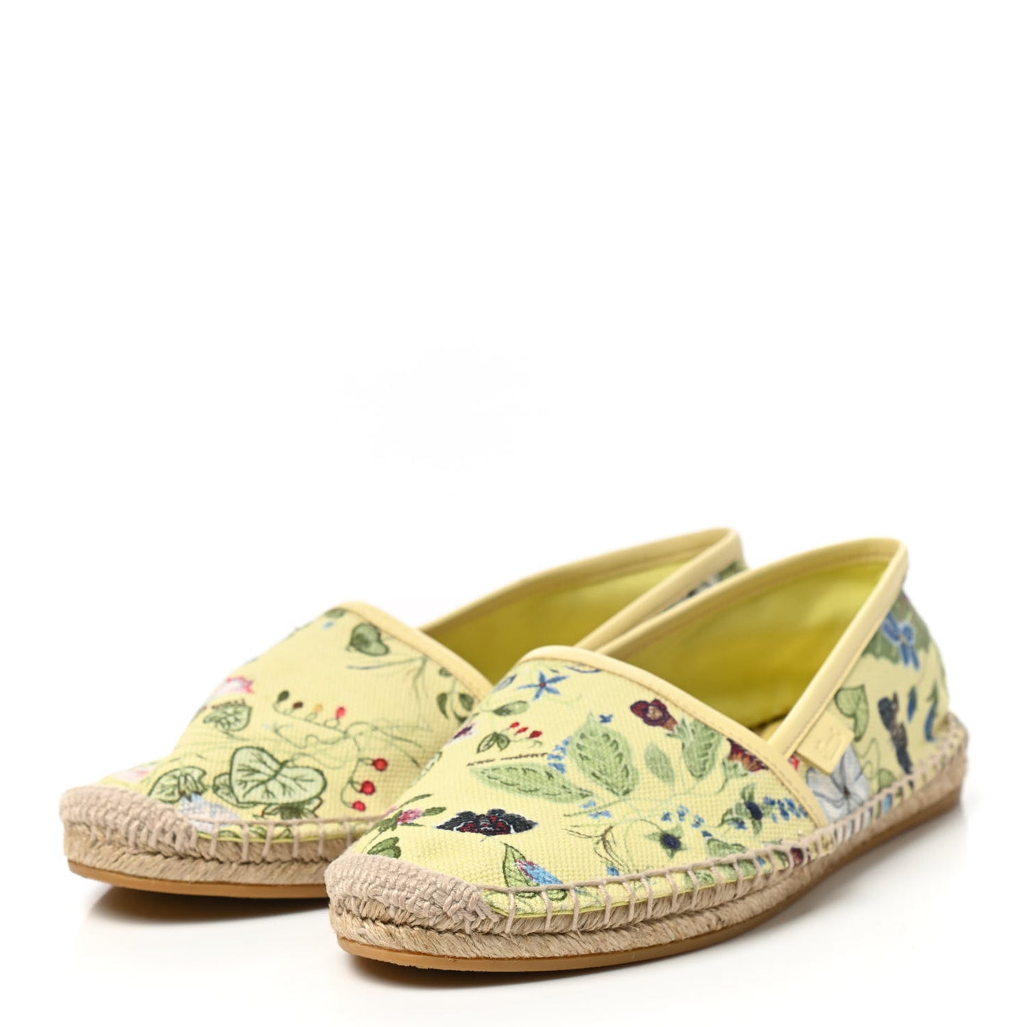 Canvas Flora Print Espadrilles 36.5 Yellow Multicolor