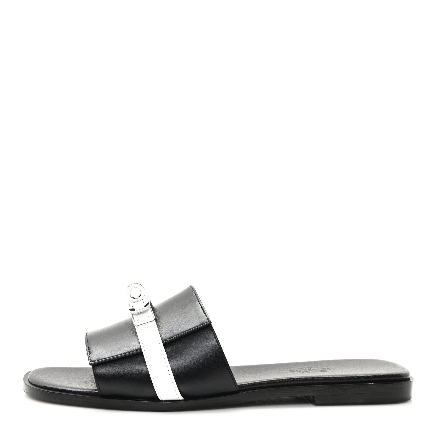 Hermes Calfskin Giulia Sandals 37 Black White 1 of 9