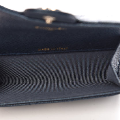 Chanel Metallic Caviar Quilted Flap Card Holder Dark Blue 5 of 11