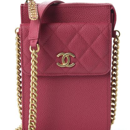 Chanel Caviar Quilted CC Phone Holder With Chain Pink 10 of 10