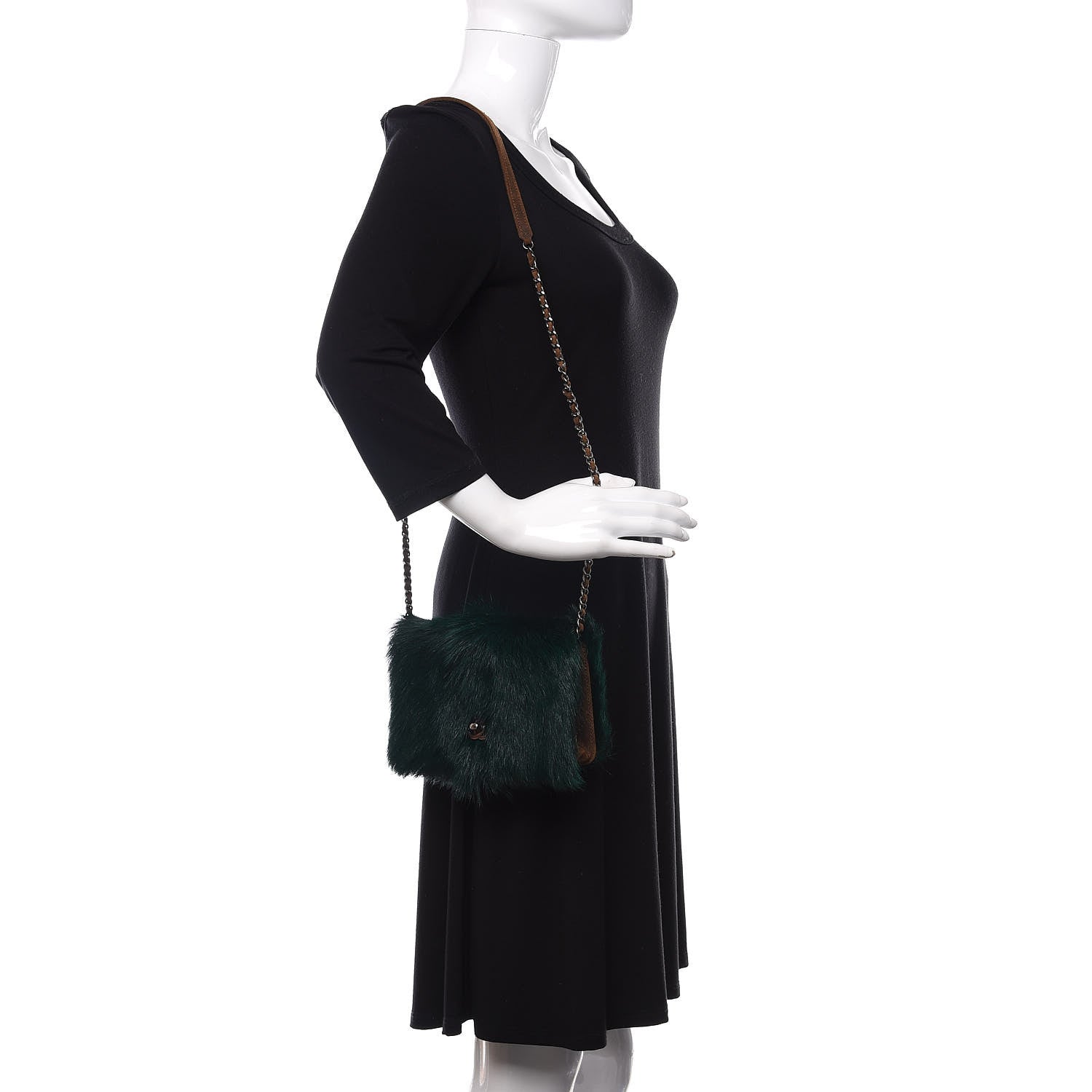 Chanel Goat Hair Wallet On Chain WOC Dark Green 2 of 10