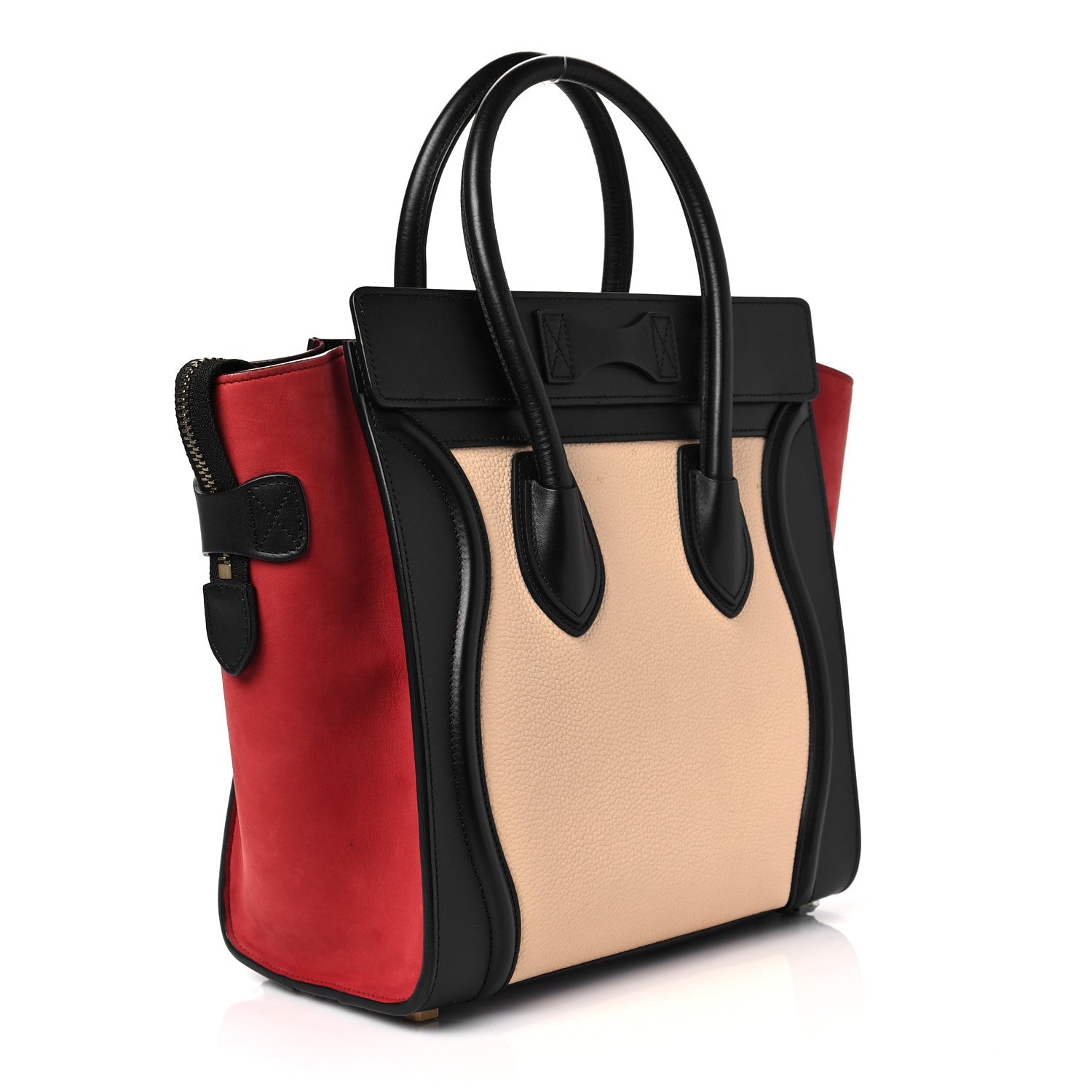 Celine Drummed Calfskin Nubuck Micro Tri-Color Luggage Ruby 2 of 6