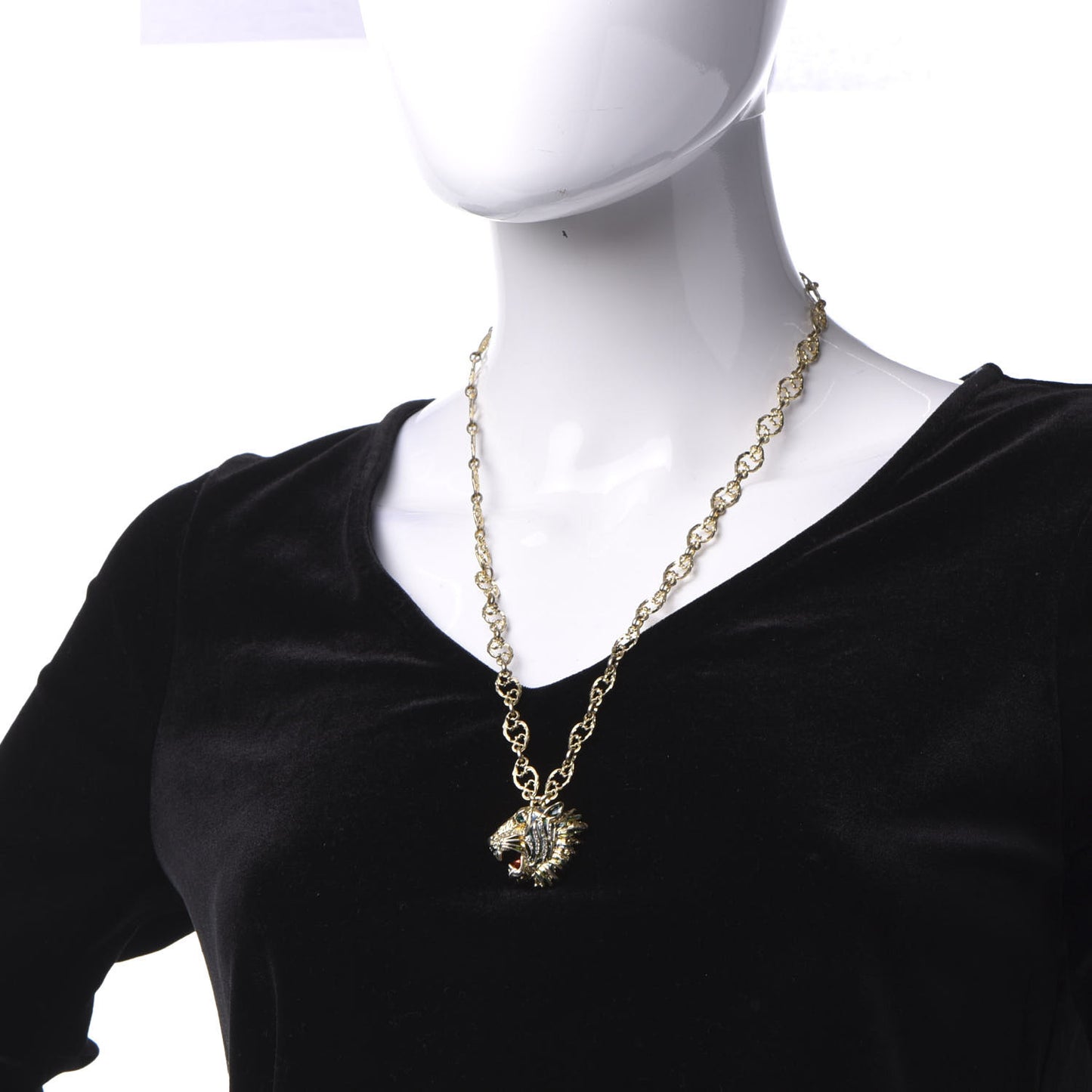 Metal Crystal Enamel Rajah Necklace Gold Blue