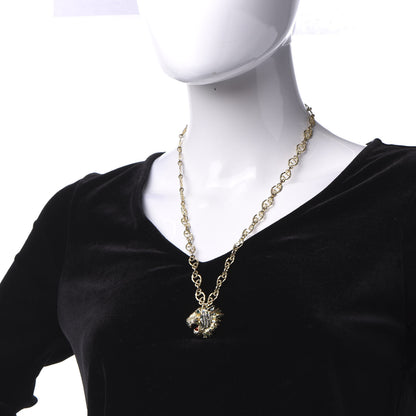 Gucci Metal Crystal Enamel Rajah Necklace Gold Blue 2 of 7