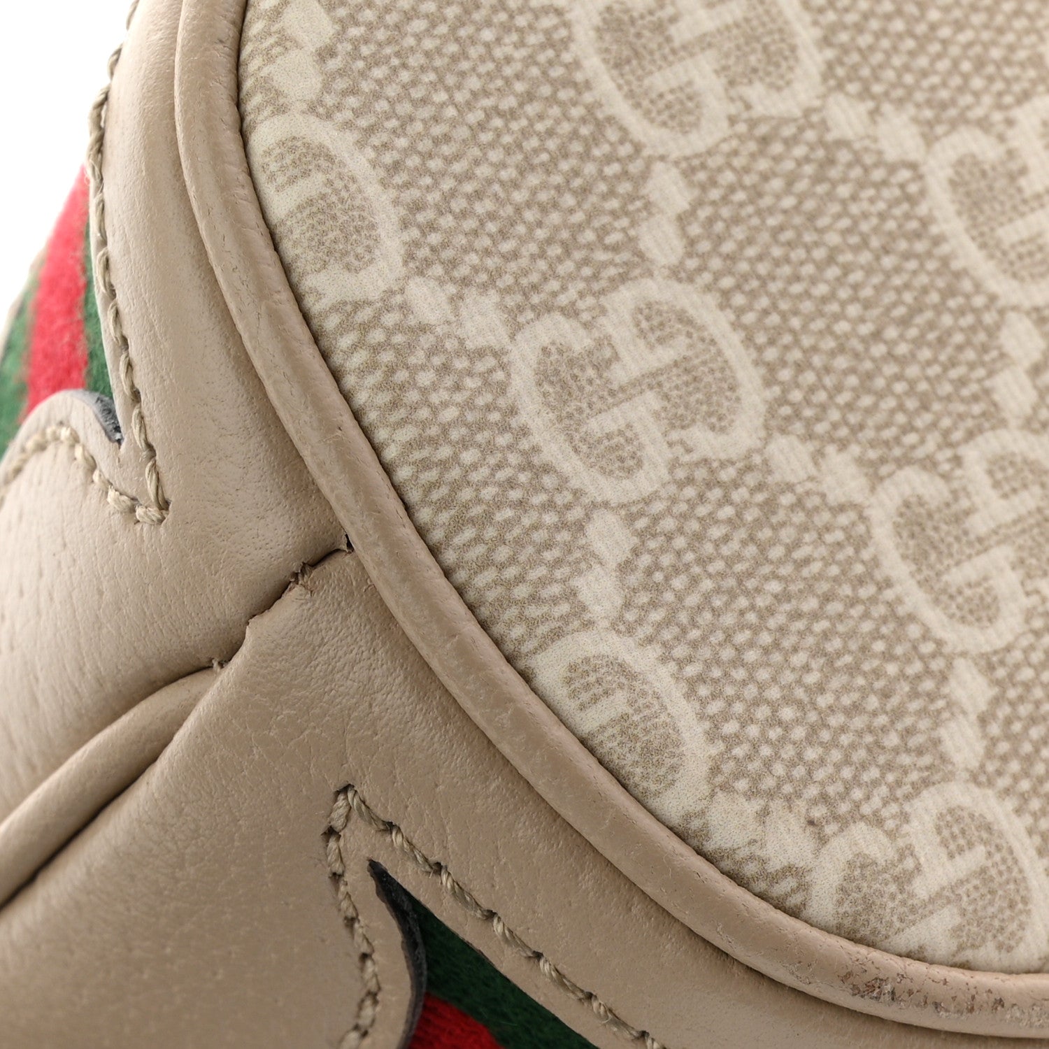 Gucci GG Supreme Monogram Textured Calfskin Web Mini Ophidia Bucket Bag Beige Ebony Mystic White Oatmeal 11 of 14