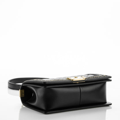 Chanel Lambskin Quilted Medium Chain Detail Boy Flap Black 4 of 7