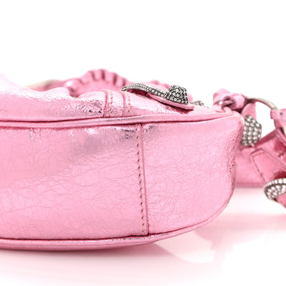 Balenciaga Metallic Agneau Arena Crystal Le Cagole Shoulder Bag XS Met Pink 10 of 10