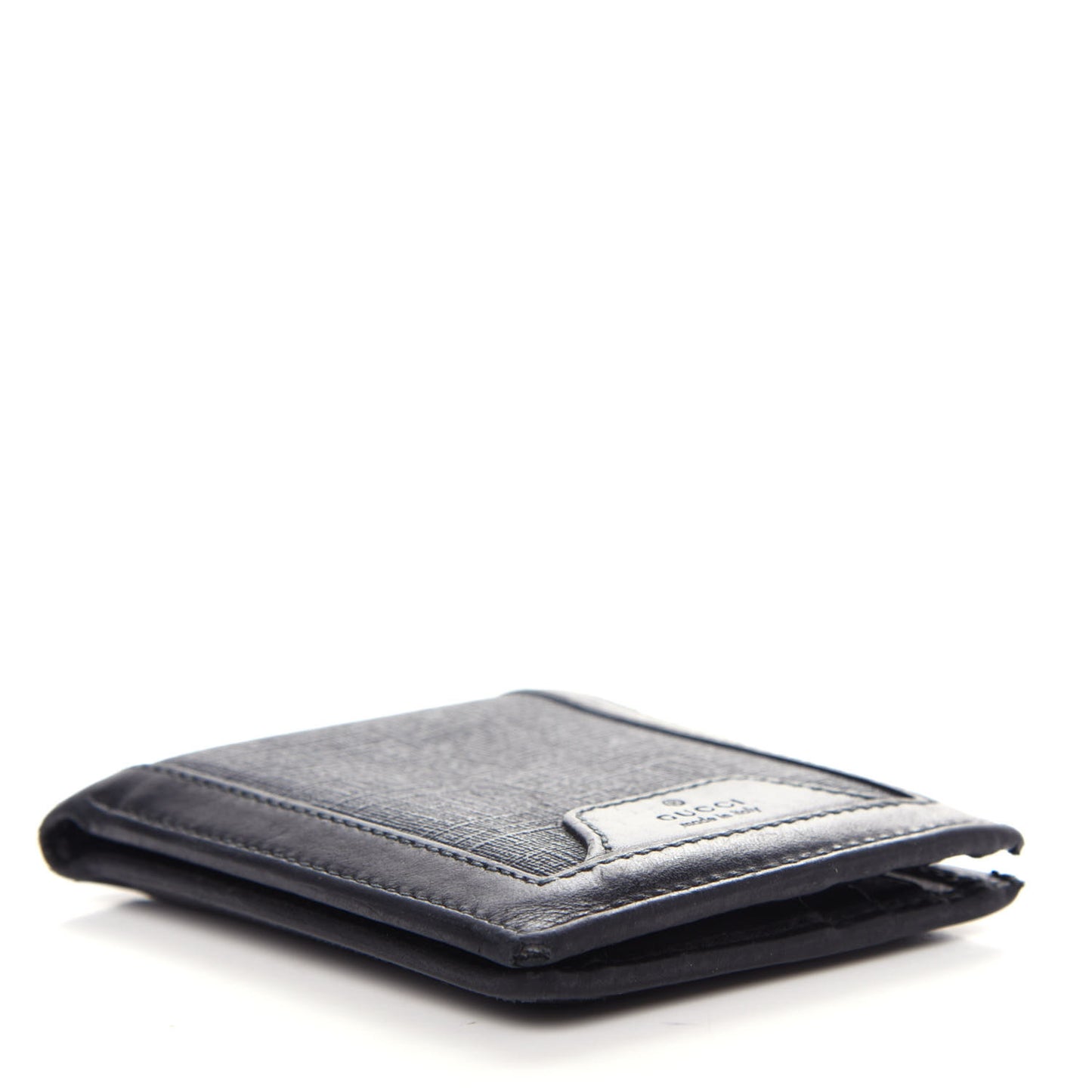 GG Supreme Monogram Bi-Fold Wallet Black Grey