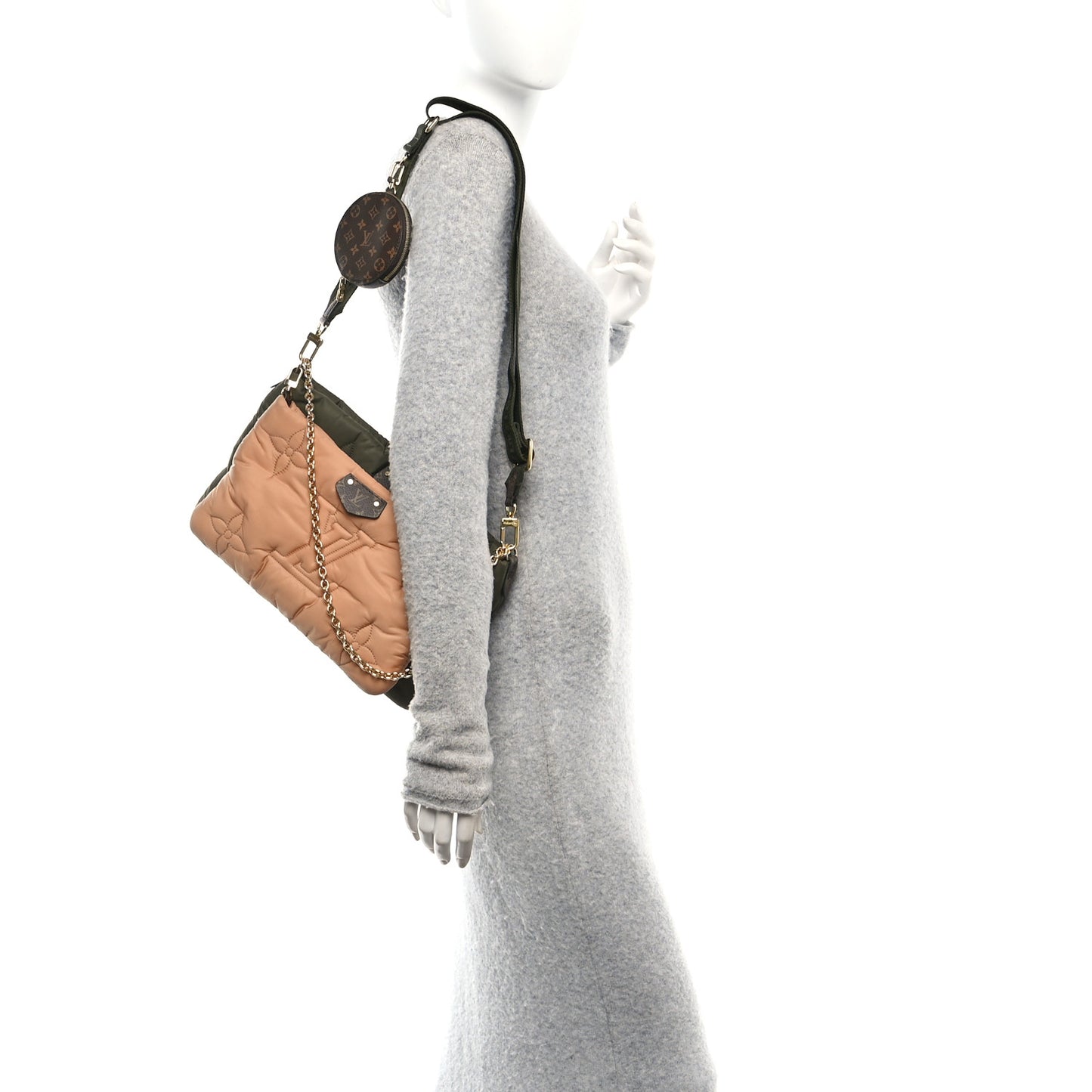 Econyl Monogram Pillow Maxi Multi Pochette Accessories Kaki Beige
