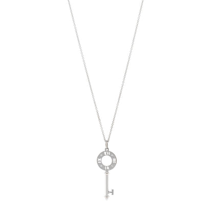 Tiffany 18K White Gold Diamond Atlas Pierced Key Pendant Necklace 1 of 4