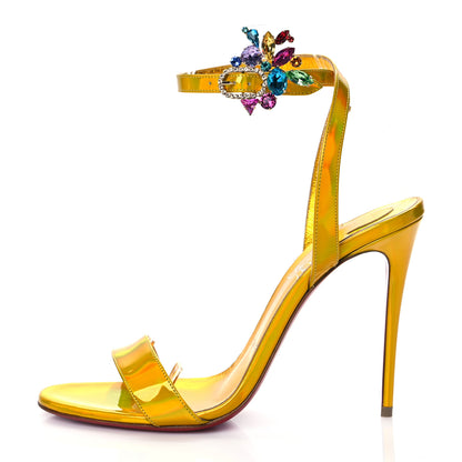 Christian Louboutin Metallic Patent Crystal Goldie Joli 100 Sandals 38 Gold 1 of 7