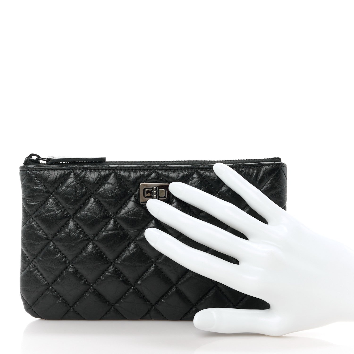 Chanel Aged Calfskin Quilted Medium Reissue Cosmetic Case So Black 2 of 10