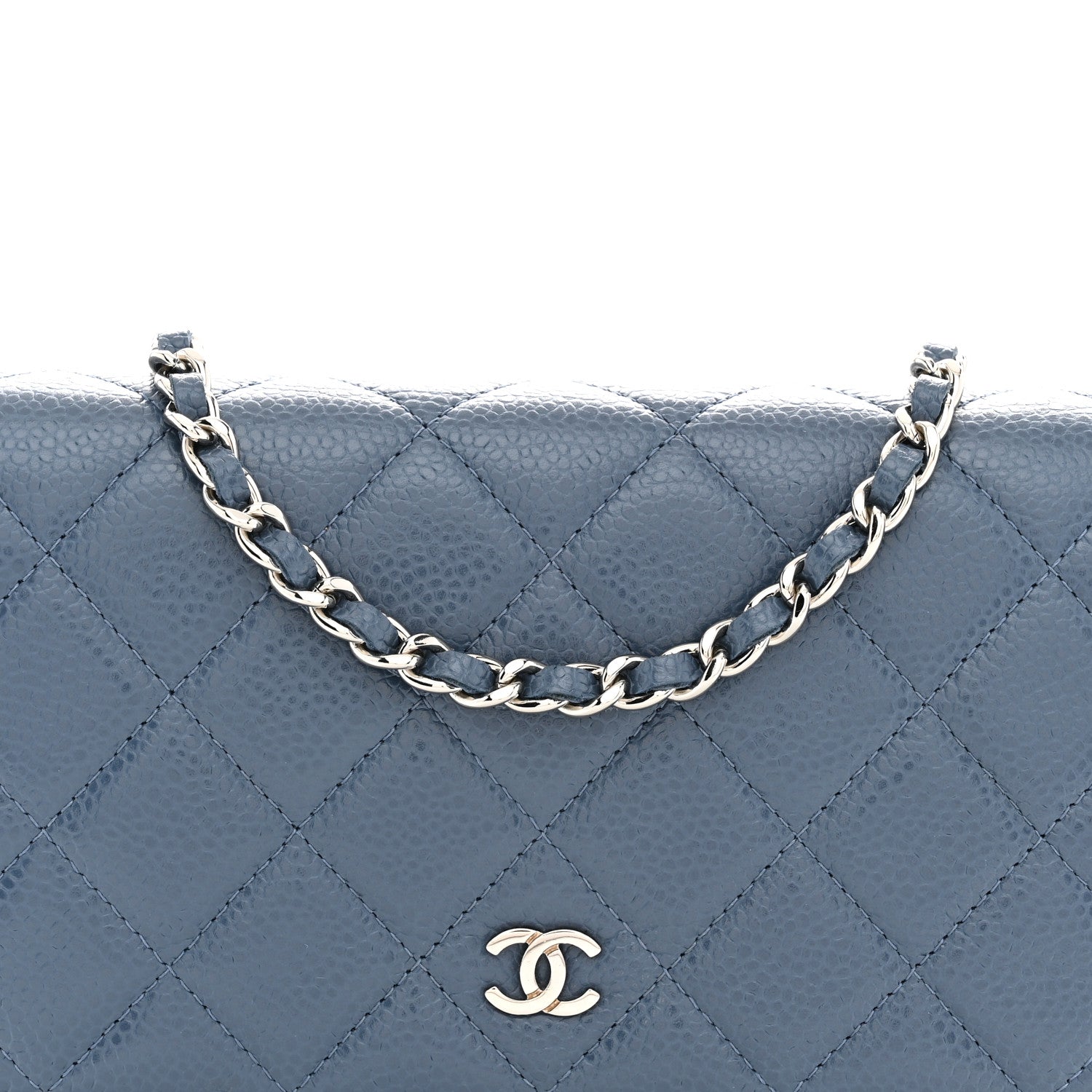 Chanel Caviar Quilted Wallet on Chain WOC Blue 8 of 10