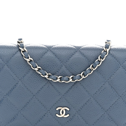 Chanel Caviar Quilted Wallet on Chain WOC Blue 8 of 10
