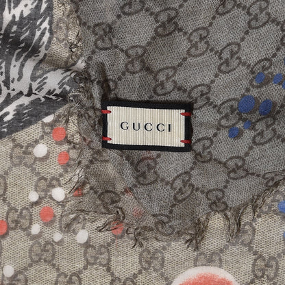 Gucci Silk Monogram Space Animals Scarf Beige 3 of 3