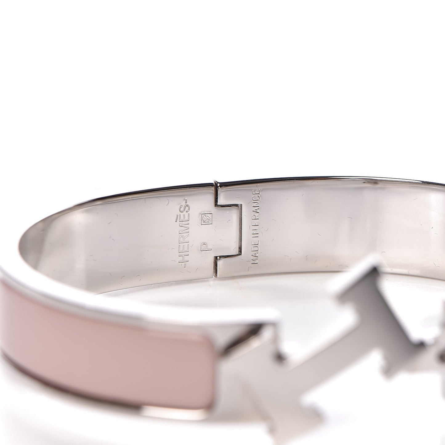 Enamel Narrow Clic Clac H Bracelet PM Rose Poudre