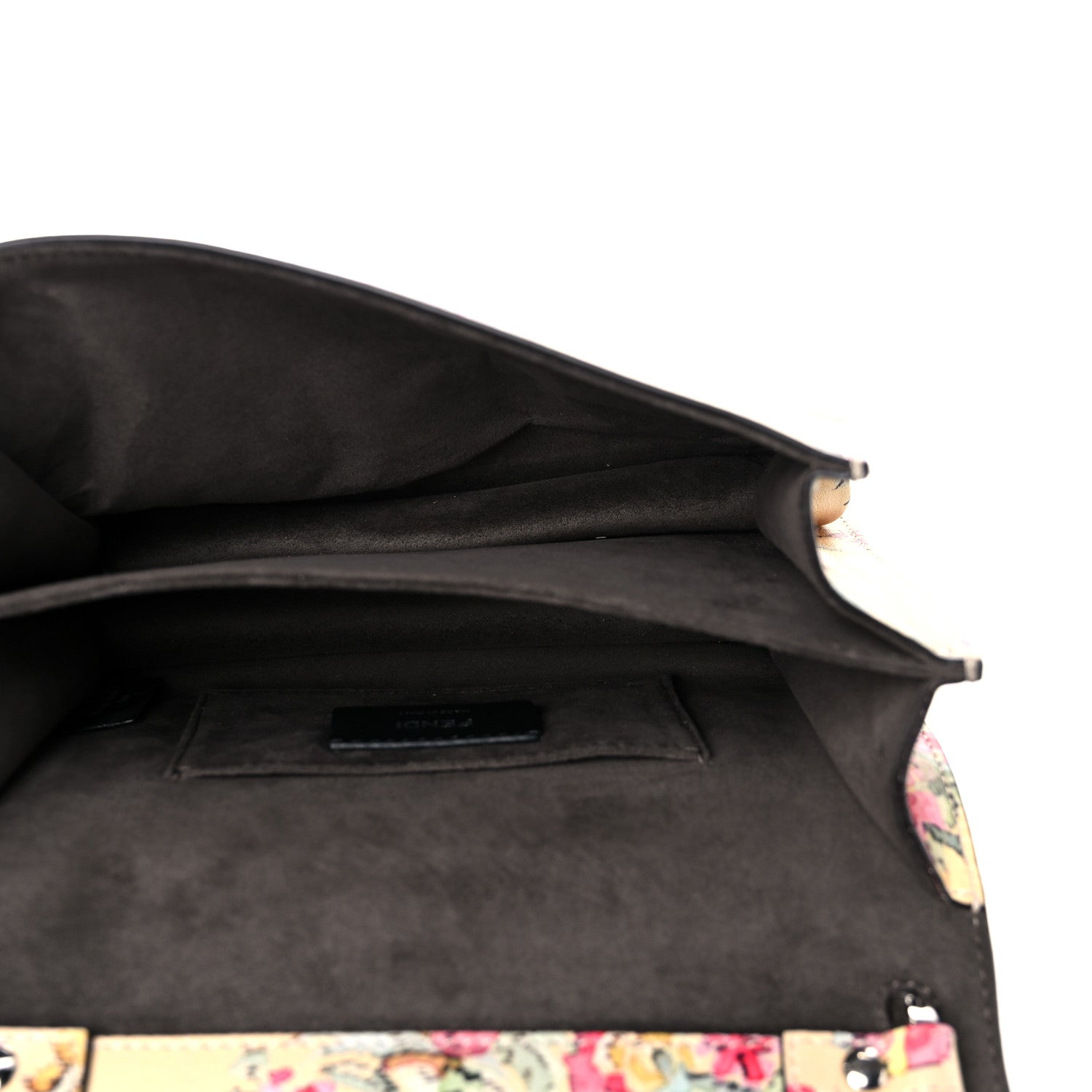 Fendi Vitello Marie Antoinette Print Scalloped Mix Studded Small Kan I Shoulder Bag Panna Multicolor 5 of 13