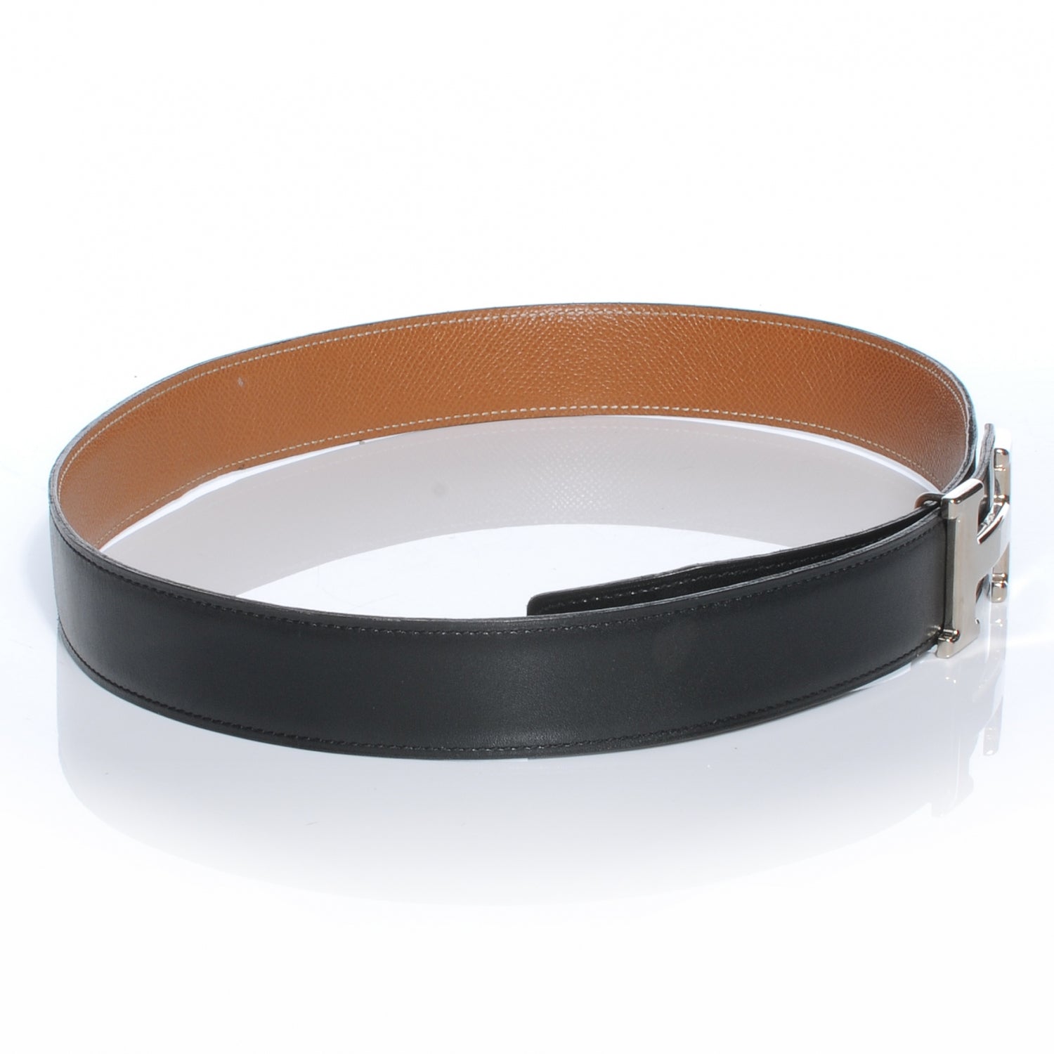 Hermes Box Courchevel Reversible Constance 32mm H Belt Noir Gold 80 4 of 6