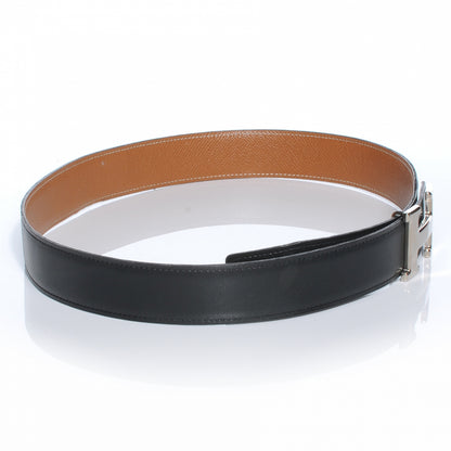 Hermes Box Courchevel Reversible Constance 32mm H Belt Noir Gold 80 4 of 6