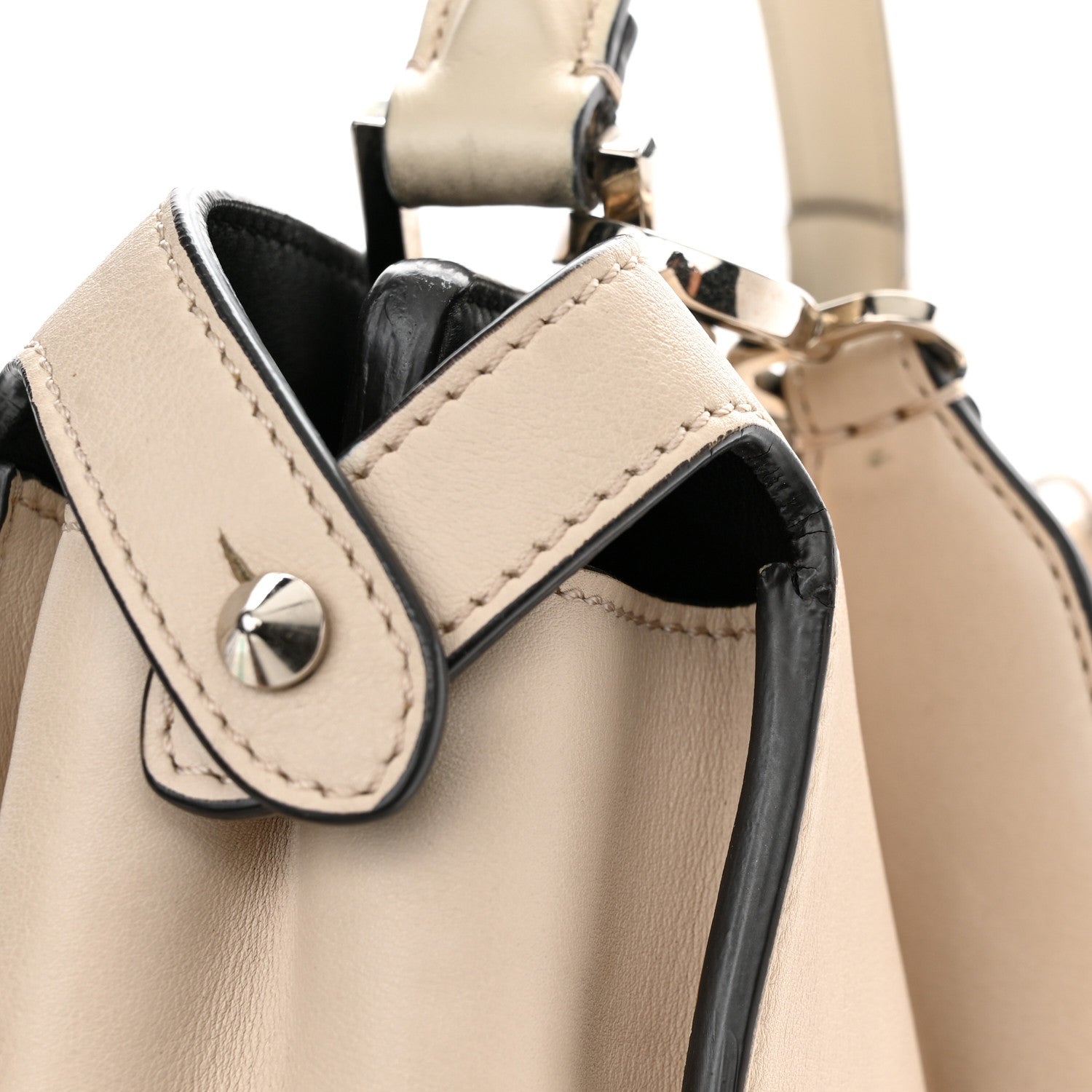 Fendi Vitello Tahiti Burro Large Peekaboo Iconic Essentially Satchel Beige 14 of 15